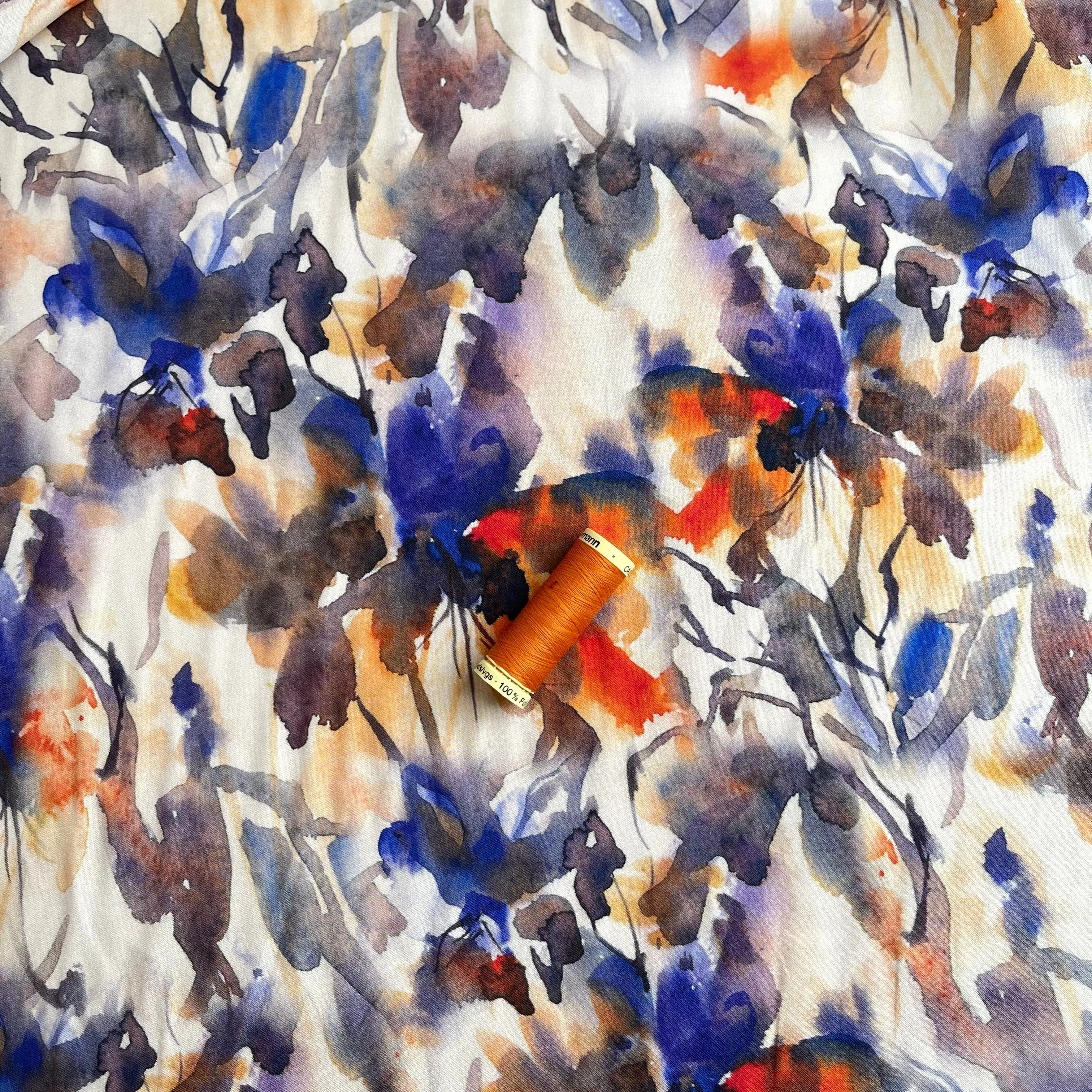 Autumn Foliage Viscose Fabric