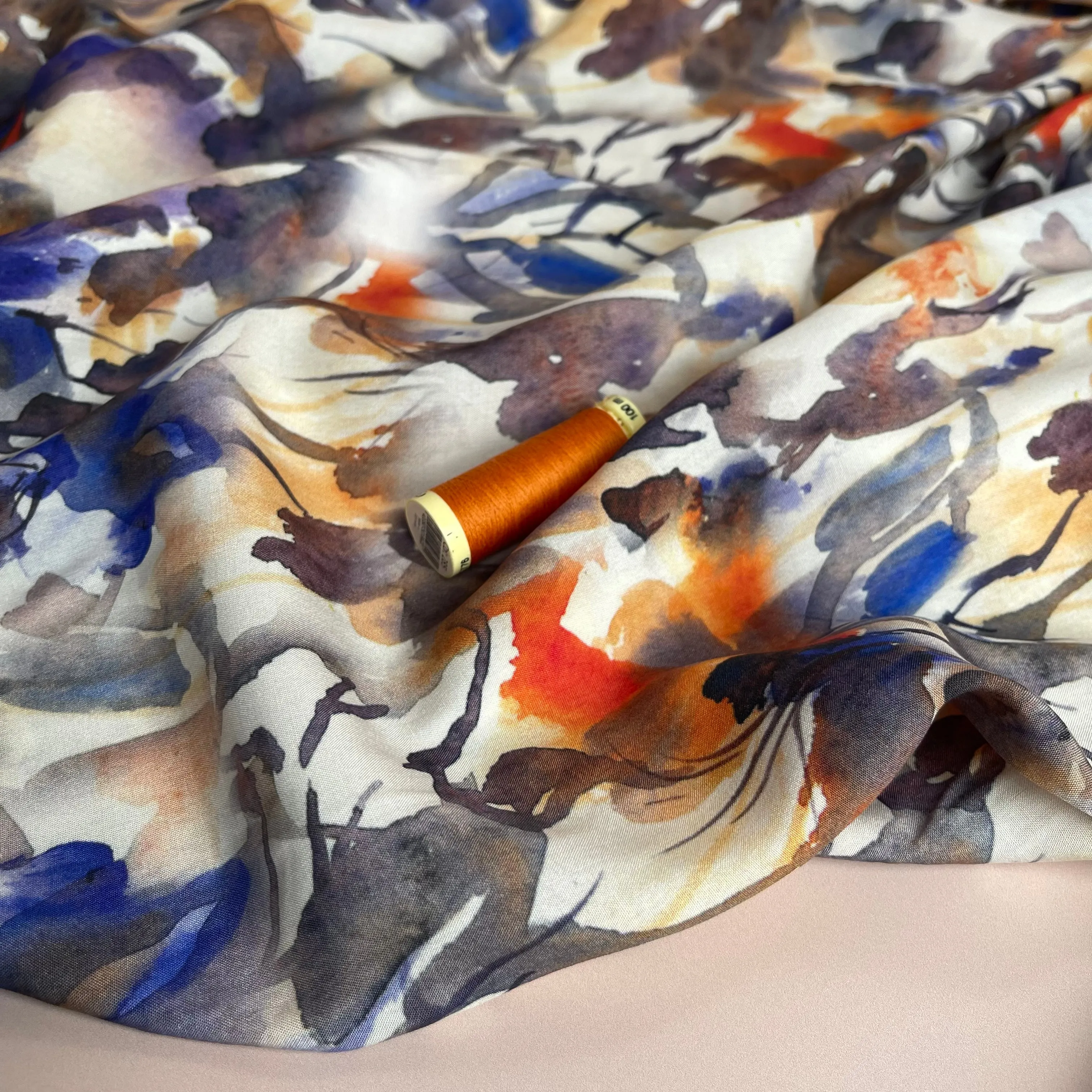 Autumn Foliage Viscose Fabric