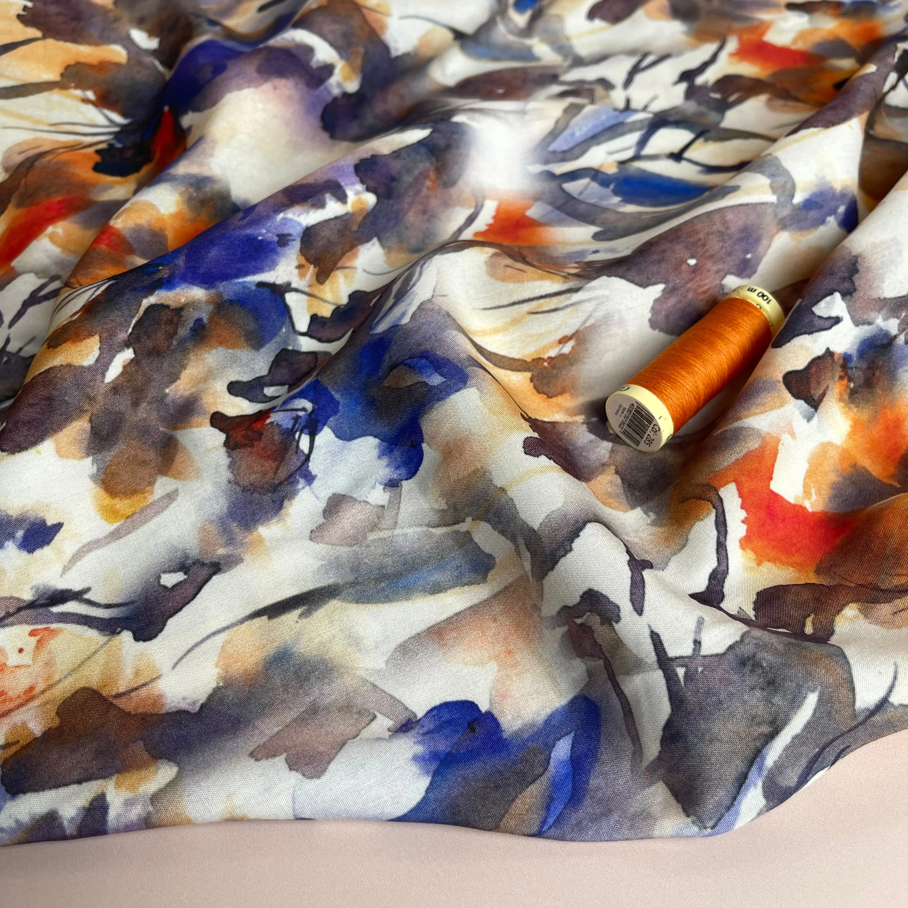Autumn Foliage Viscose Fabric