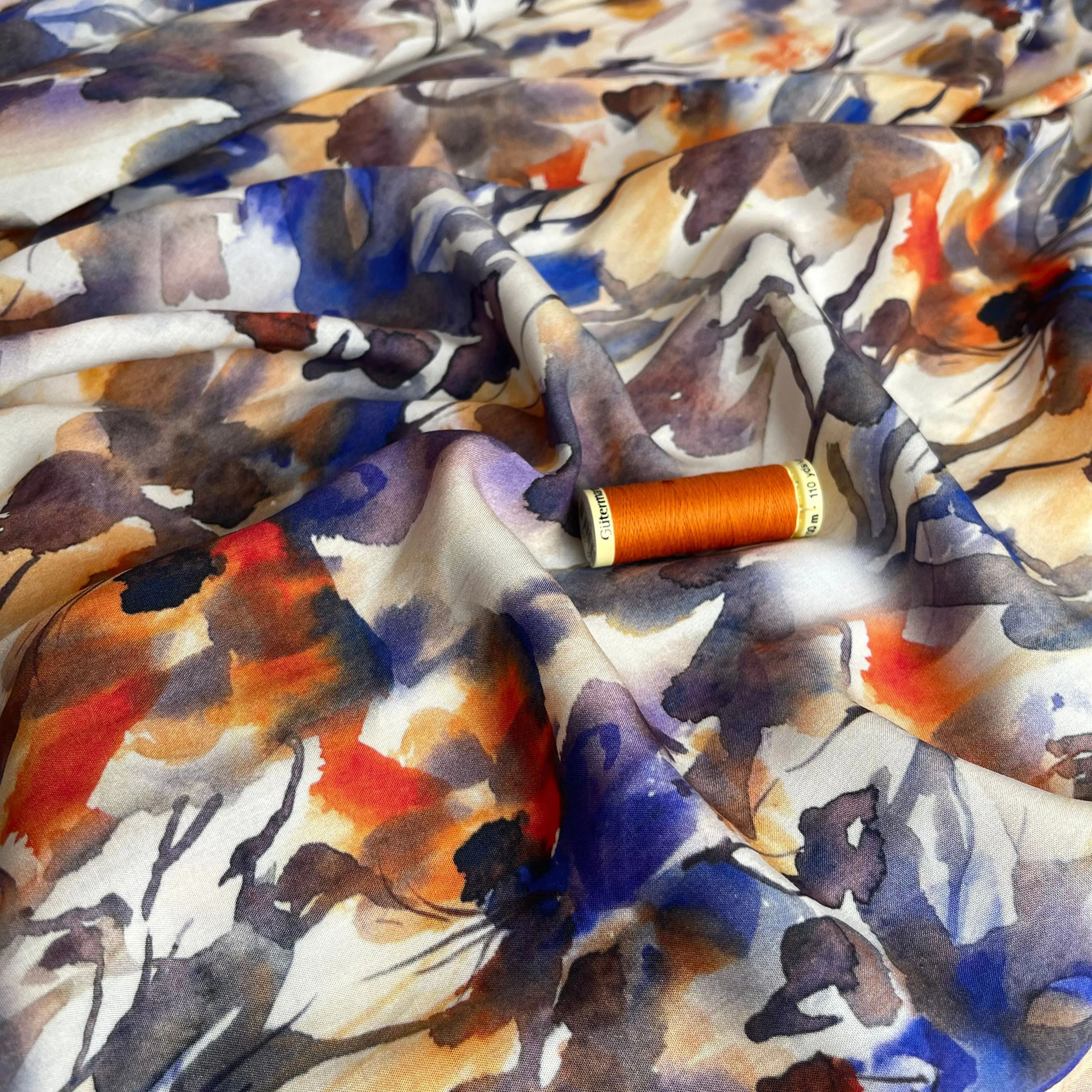 Autumn Foliage Viscose Fabric