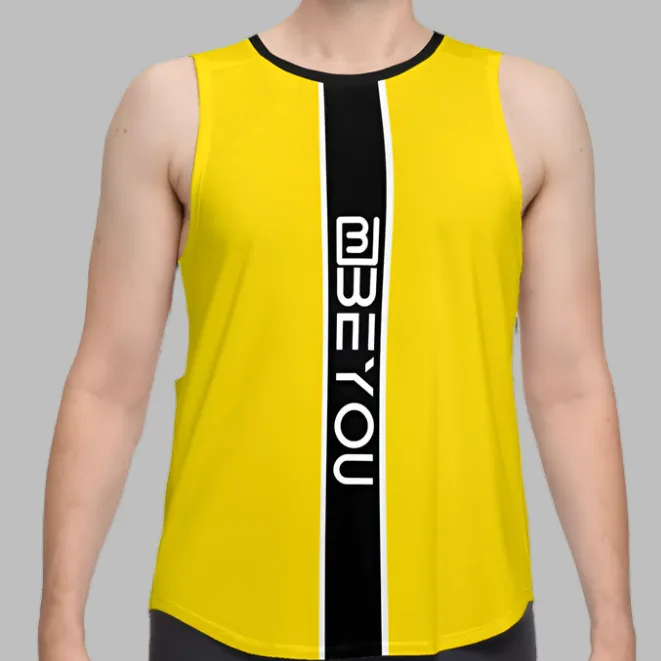 Be-Sporty Men's Recycled Yellow Tank Top Mesh