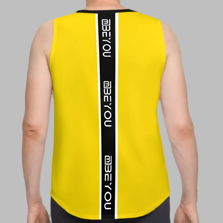 Be-Sporty Men's Recycled Yellow Tank Top Mesh