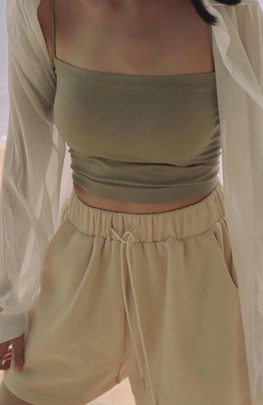 Beige Casual Shorts
