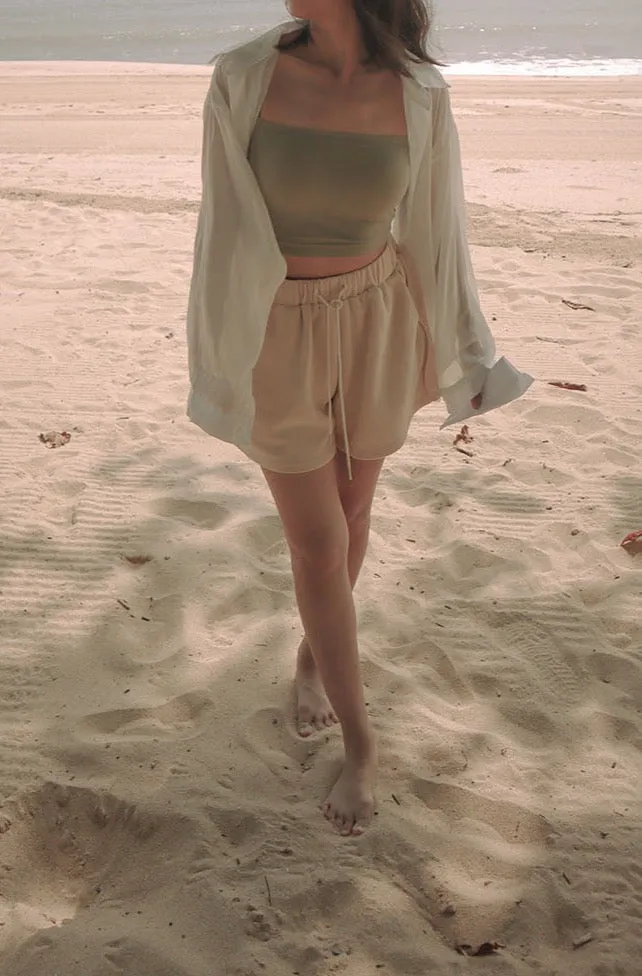 Beige Casual Shorts