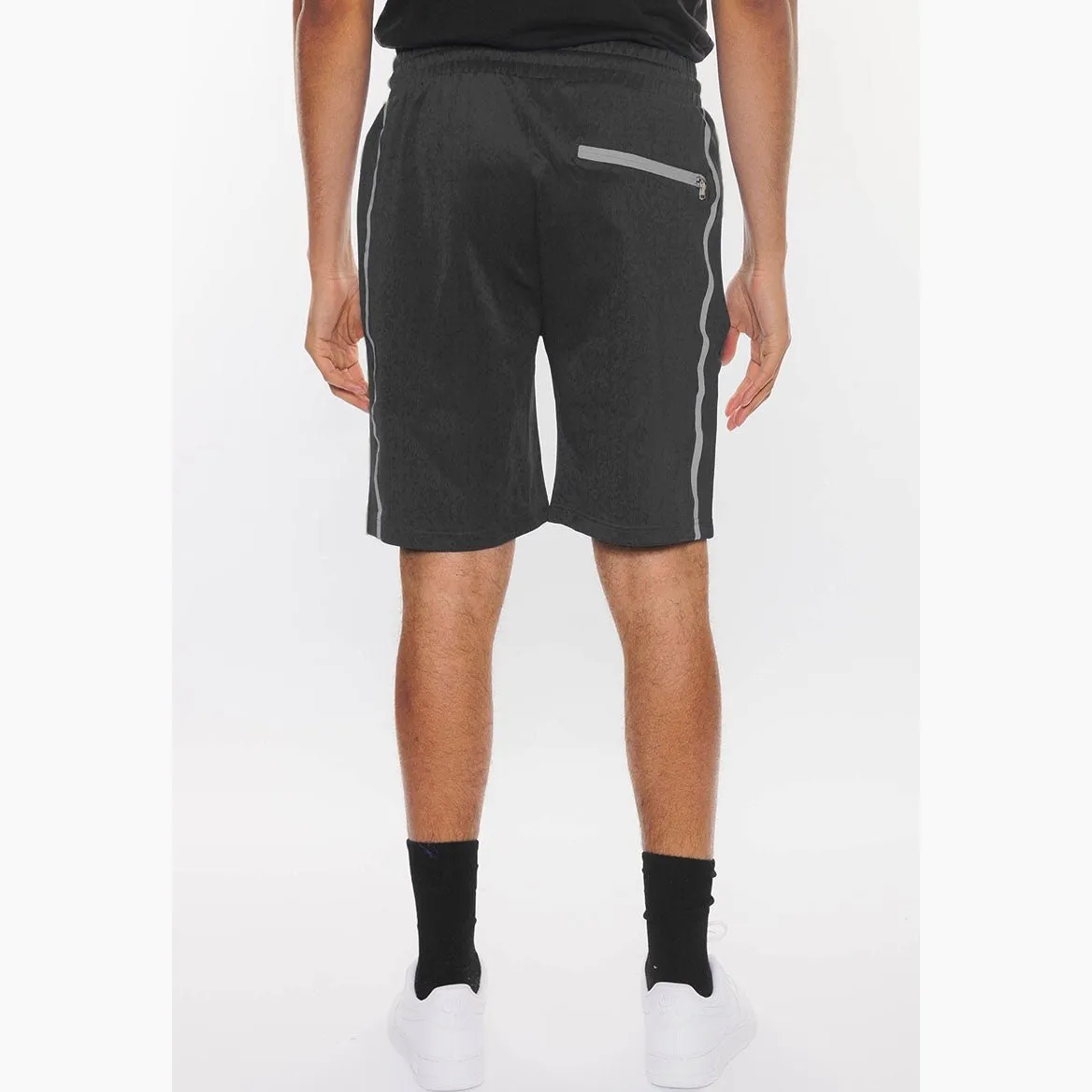 Black Solid Athlete Tape Shorts