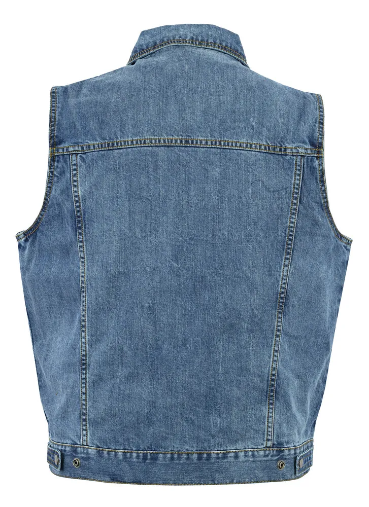 Blue Snap Front Denim Vest