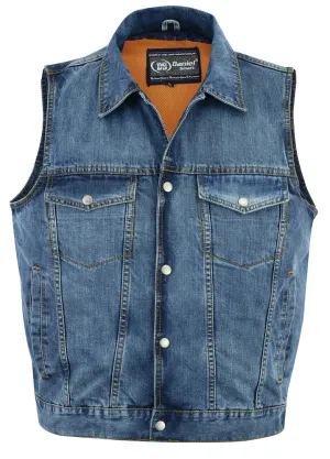 Blue Snap Front Denim Vest