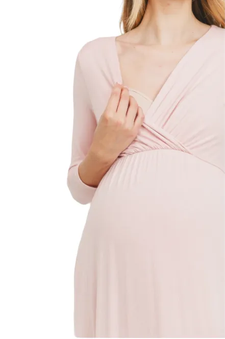 Blush- 3/4 sleeve Maxi Dress