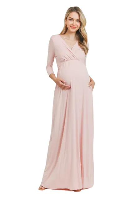 Blush- 3/4 sleeve Maxi Dress