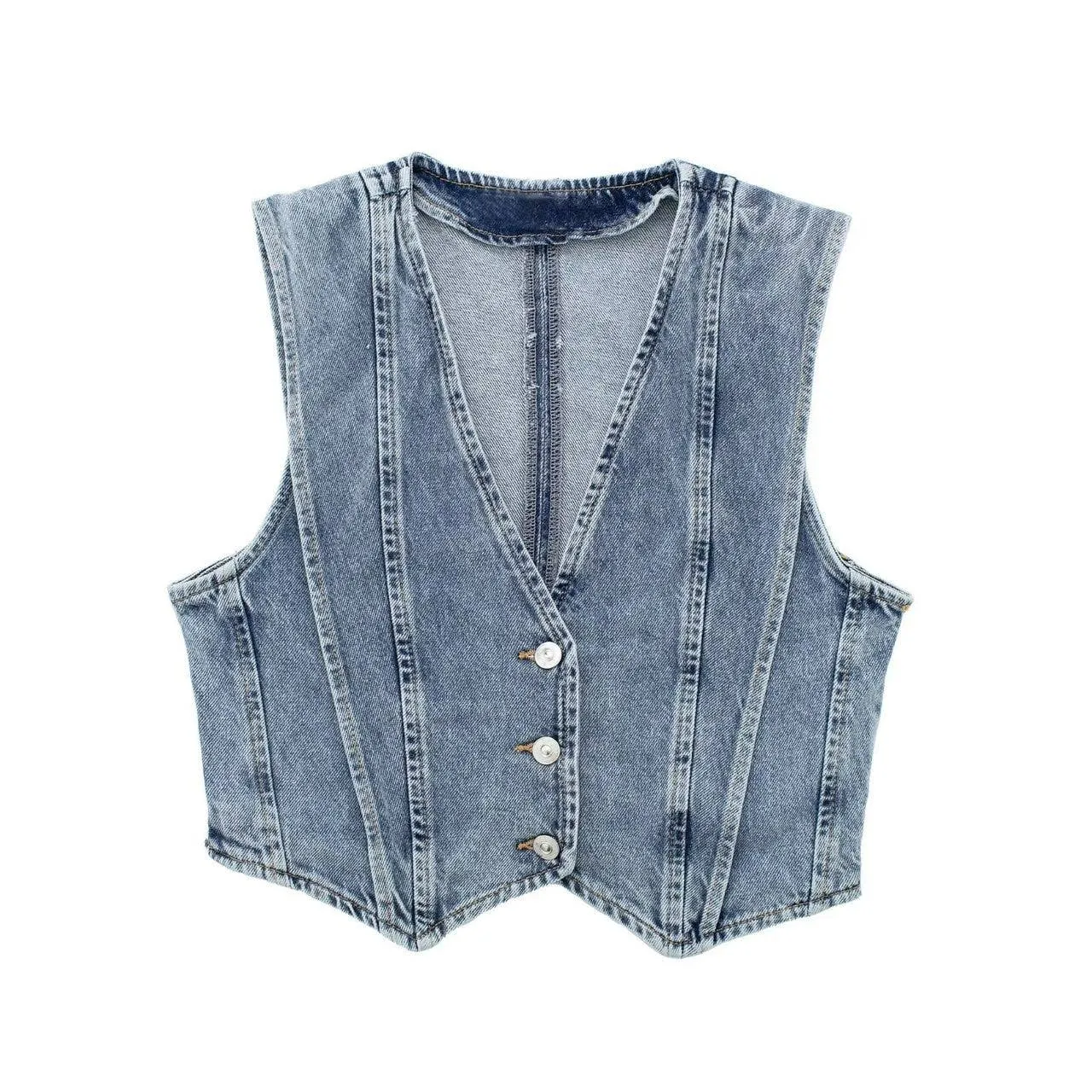 Broadway Denim Button Up Vest