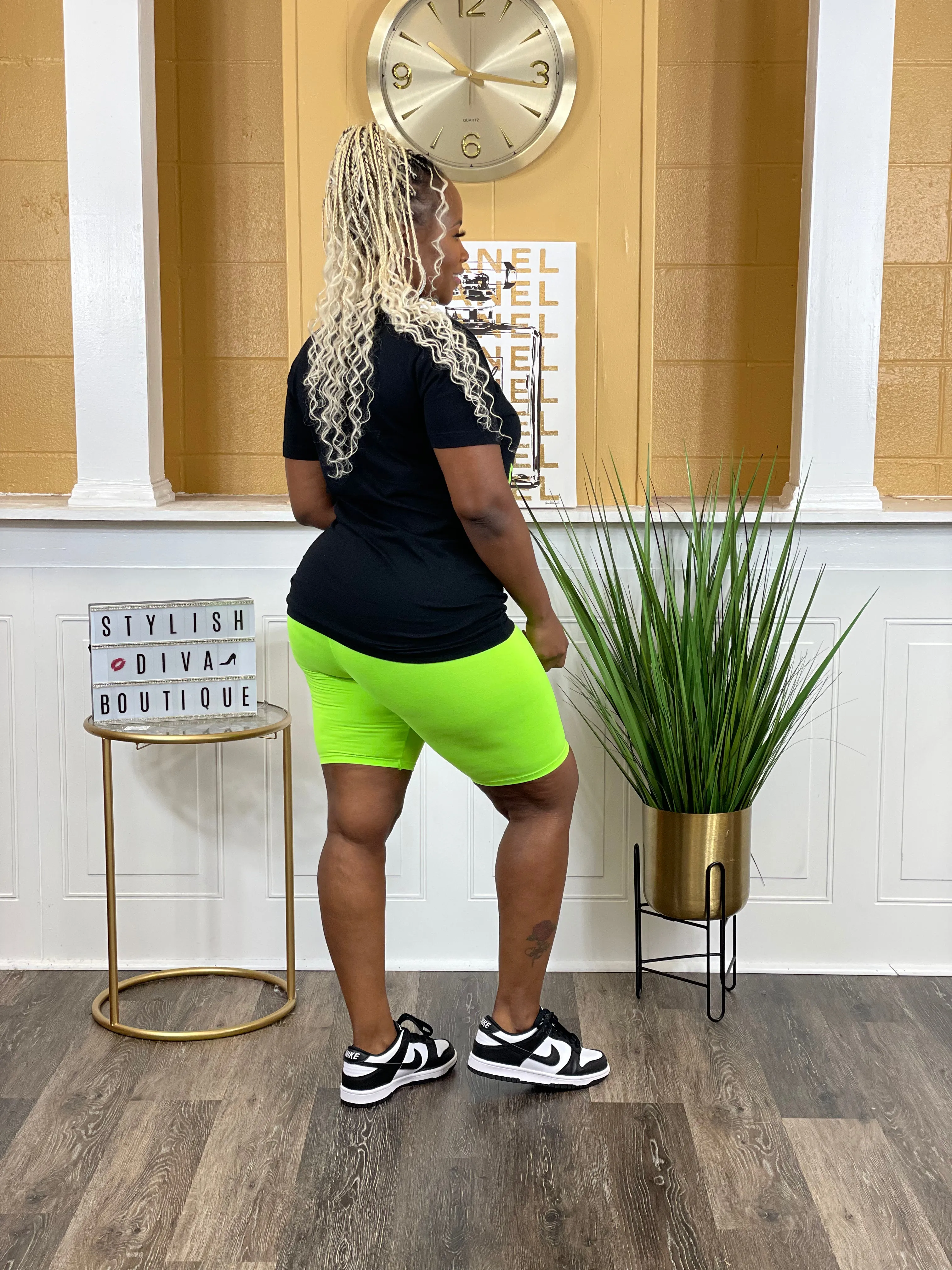 Butter Soft Biker Shorts up to 3XL (Neon Green)