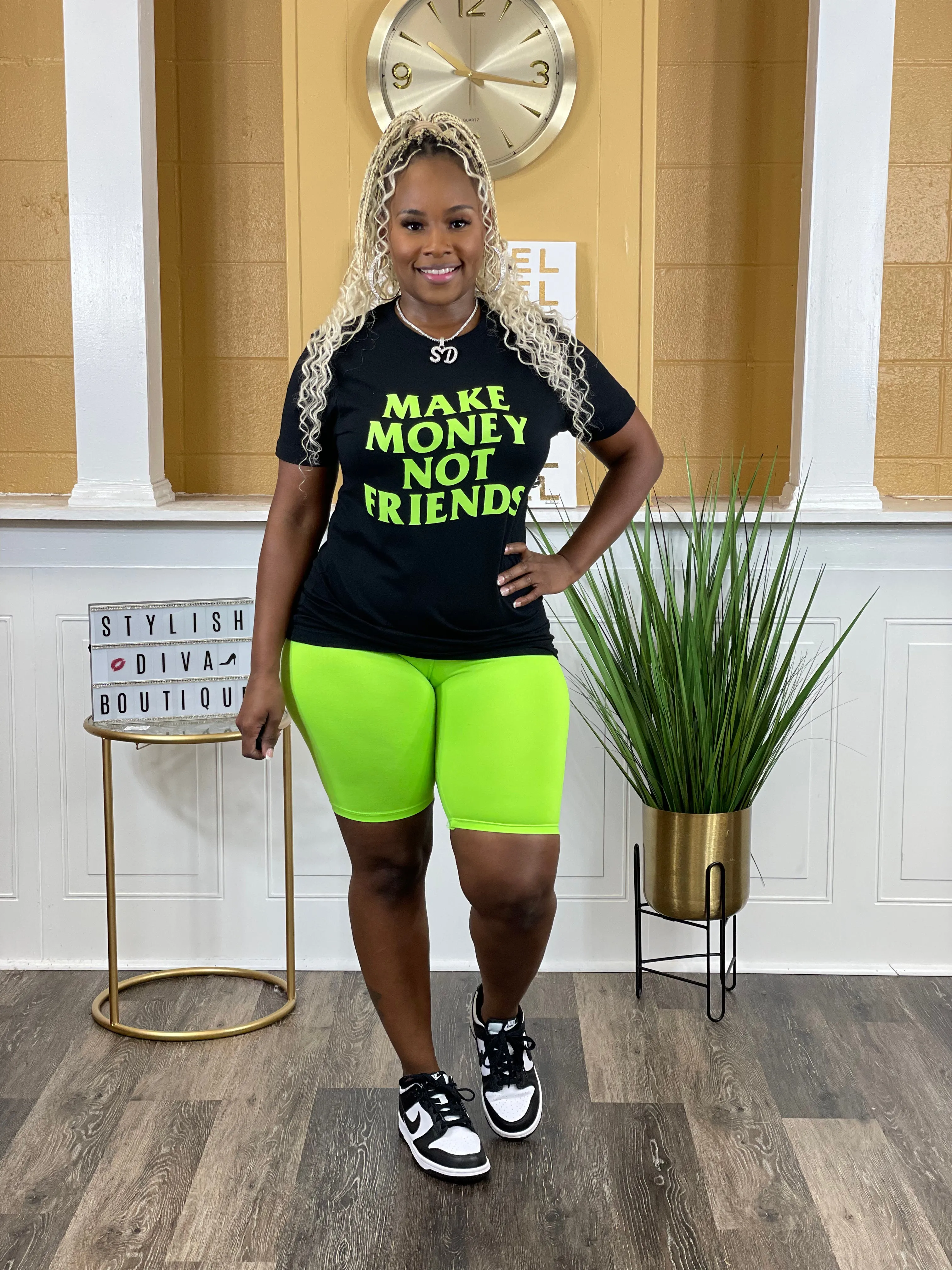 Butter Soft Biker Shorts up to 3XL (Neon Green)