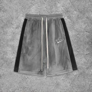 Casual Alphabet Print Colorblock Basketball Shorts