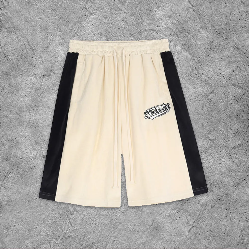 Casual Alphabet Print Colorblock Basketball Shorts