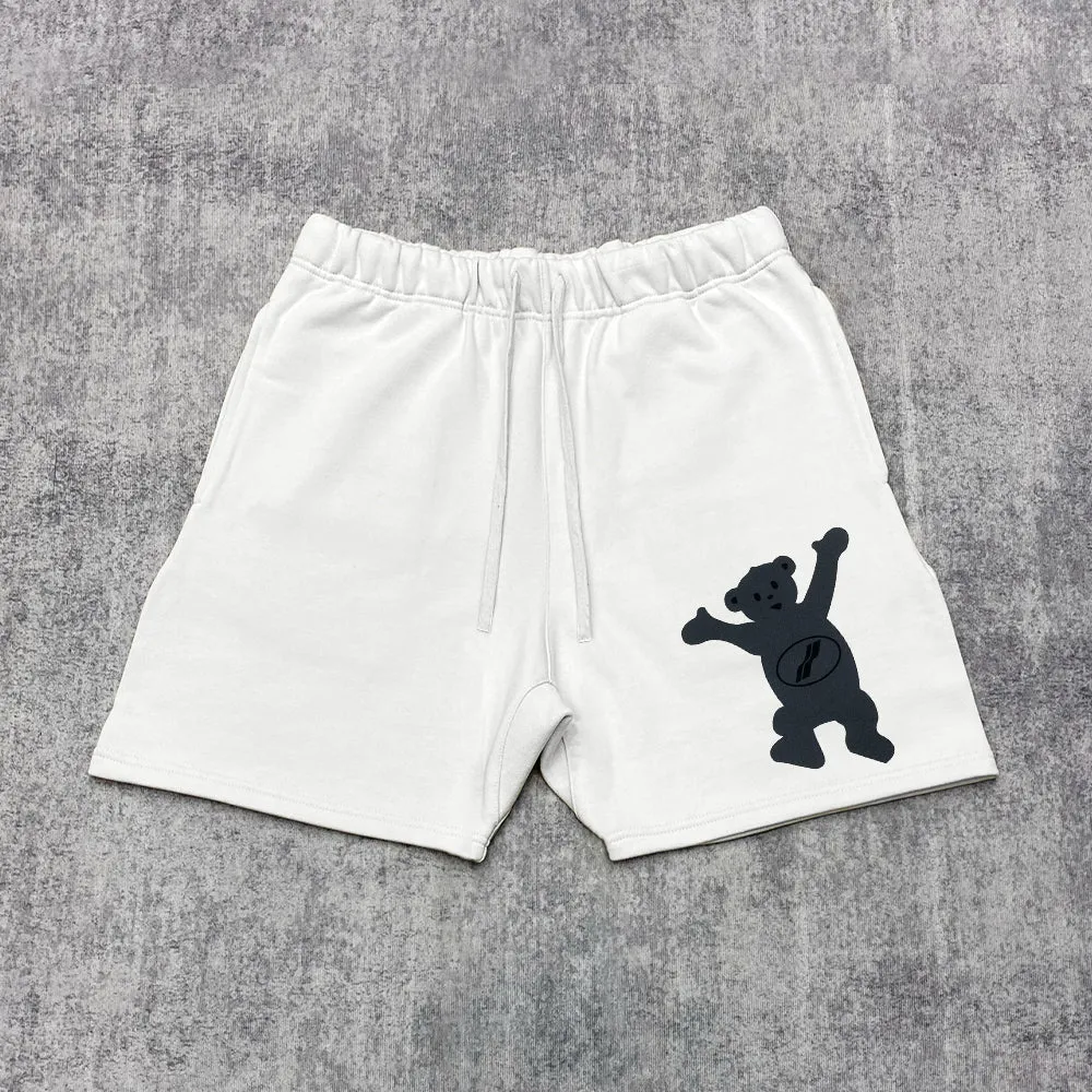 Casual Bear Print Track Shorts