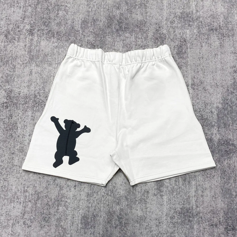 Casual Bear Print Track Shorts
