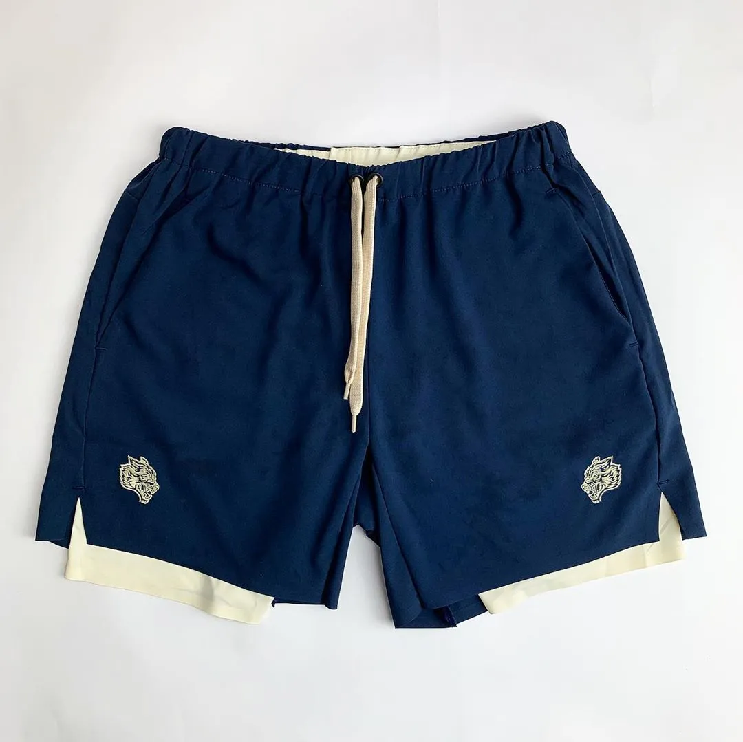 Casual fitness training men's double shorts