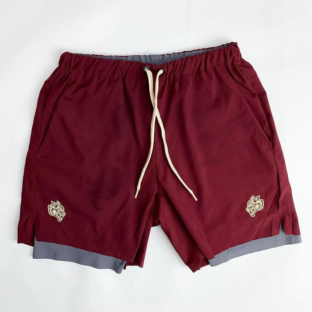 Casual fitness training men's double shorts