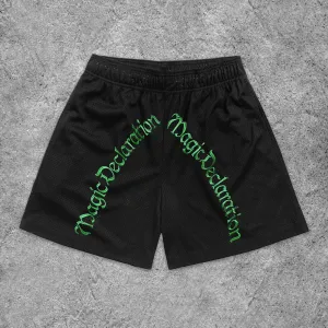 Casual Letter Print Mesh Shorts