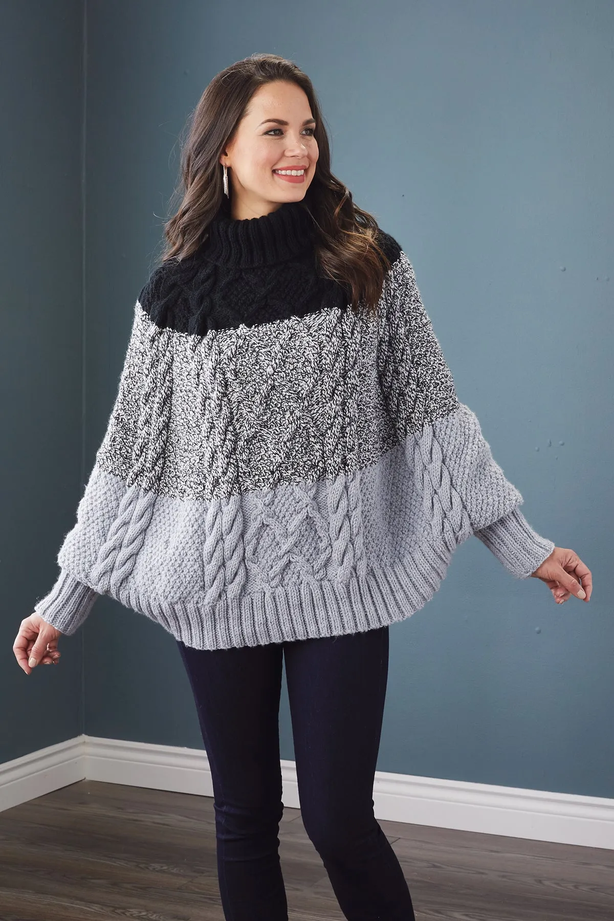Comfy Cabled Poncho
