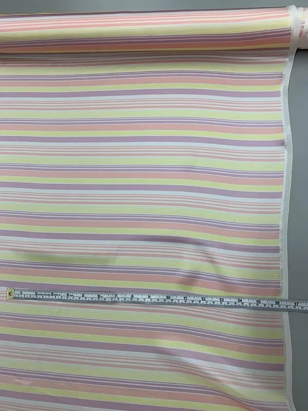 Cotton Candy Striped Printed Silk Charmeuse - Yellow / Pink / Purple