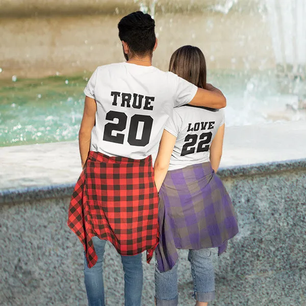 Cute Couple Matching Shirts, Customized With Any Text on Front & Back, Sporty Design, Valentines Day Shirts, Couple Jerseys, Honeymoon Shirt