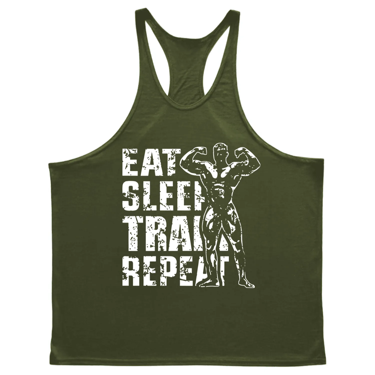 EAT, SLEEP, TRAIN, REPEAT Graphic Stringer Tank Tops