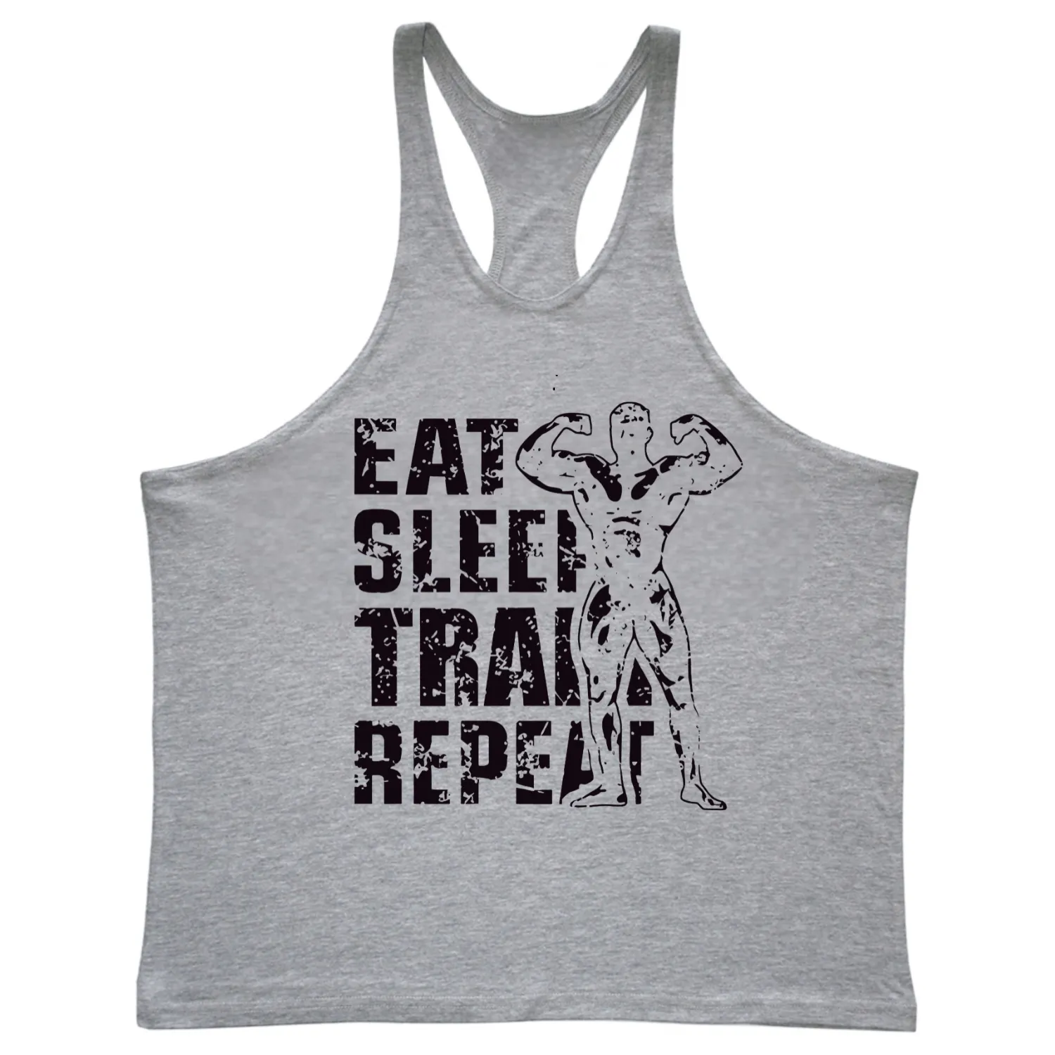 EAT, SLEEP, TRAIN, REPEAT Graphic Stringer Tank Tops