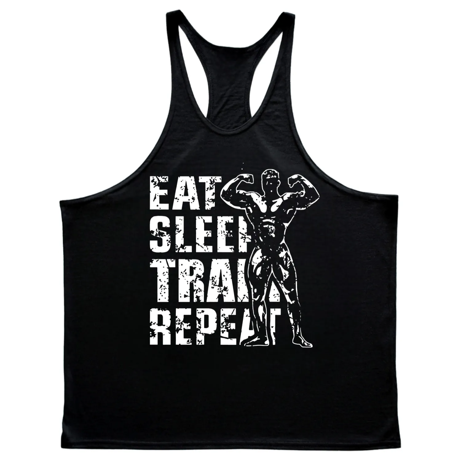 EAT, SLEEP, TRAIN, REPEAT Graphic Stringer Tank Tops