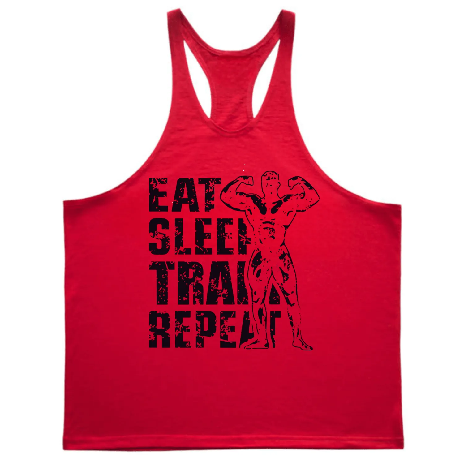 EAT, SLEEP, TRAIN, REPEAT Graphic Stringer Tank Tops
