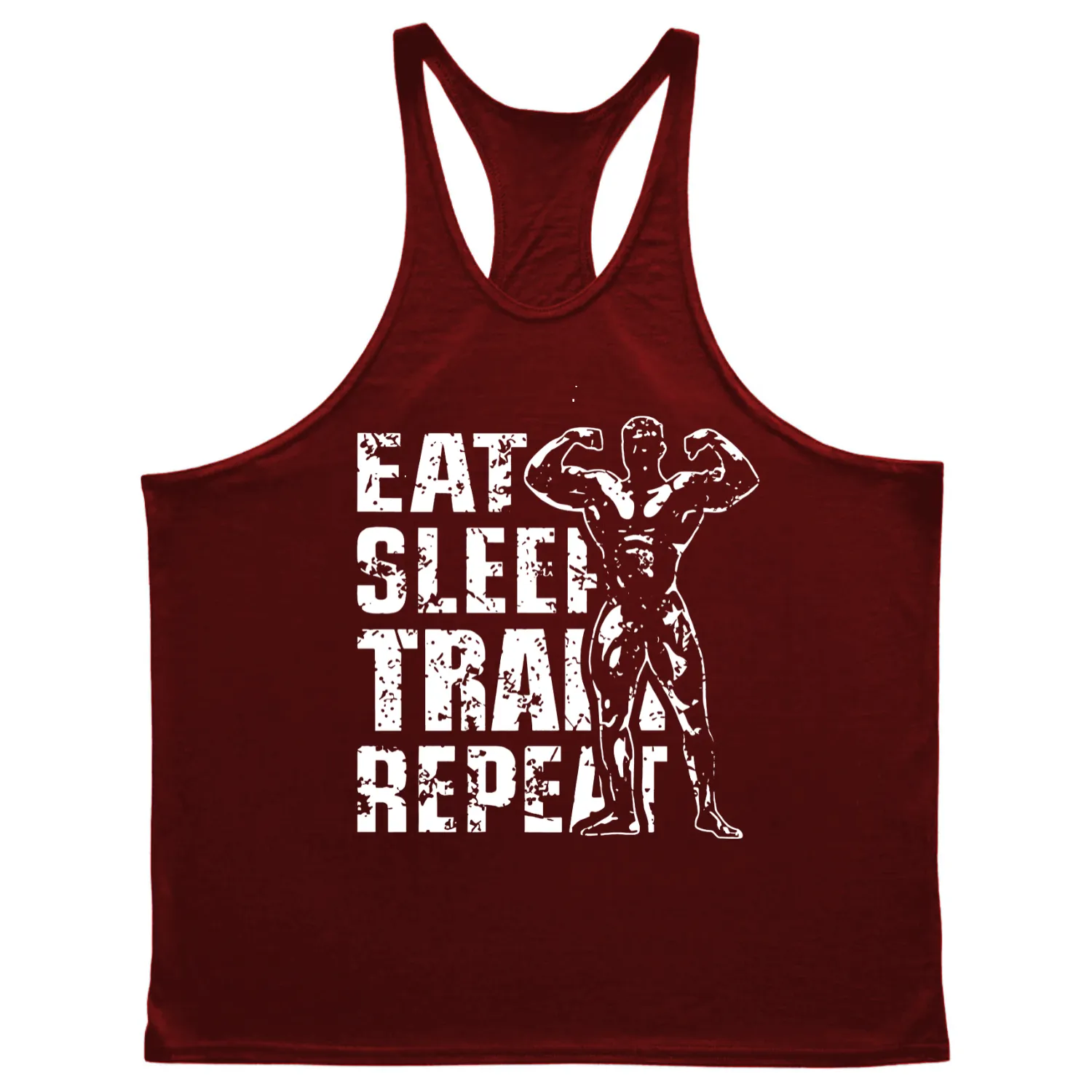 EAT, SLEEP, TRAIN, REPEAT Graphic Stringer Tank Tops