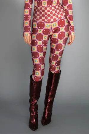 ED-002WE- LEGGINGS- STARS RAINBOW DARK RED