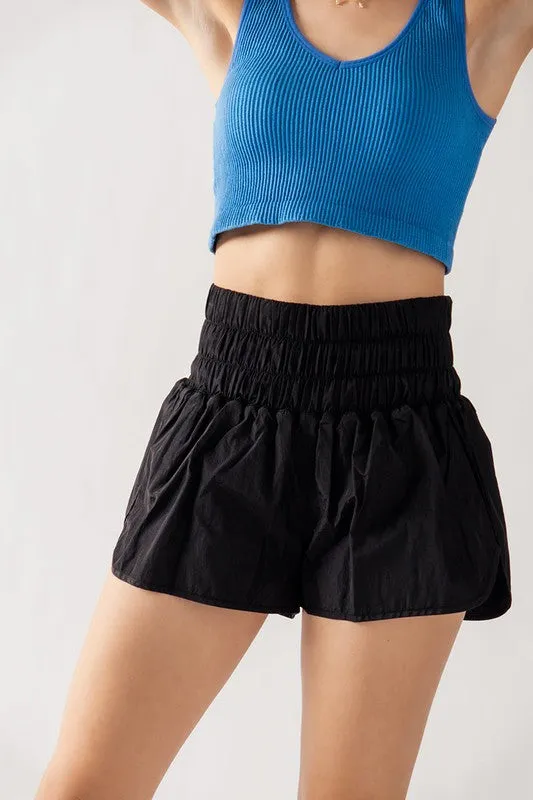 Elastic Quilted Waistband Active Shorts