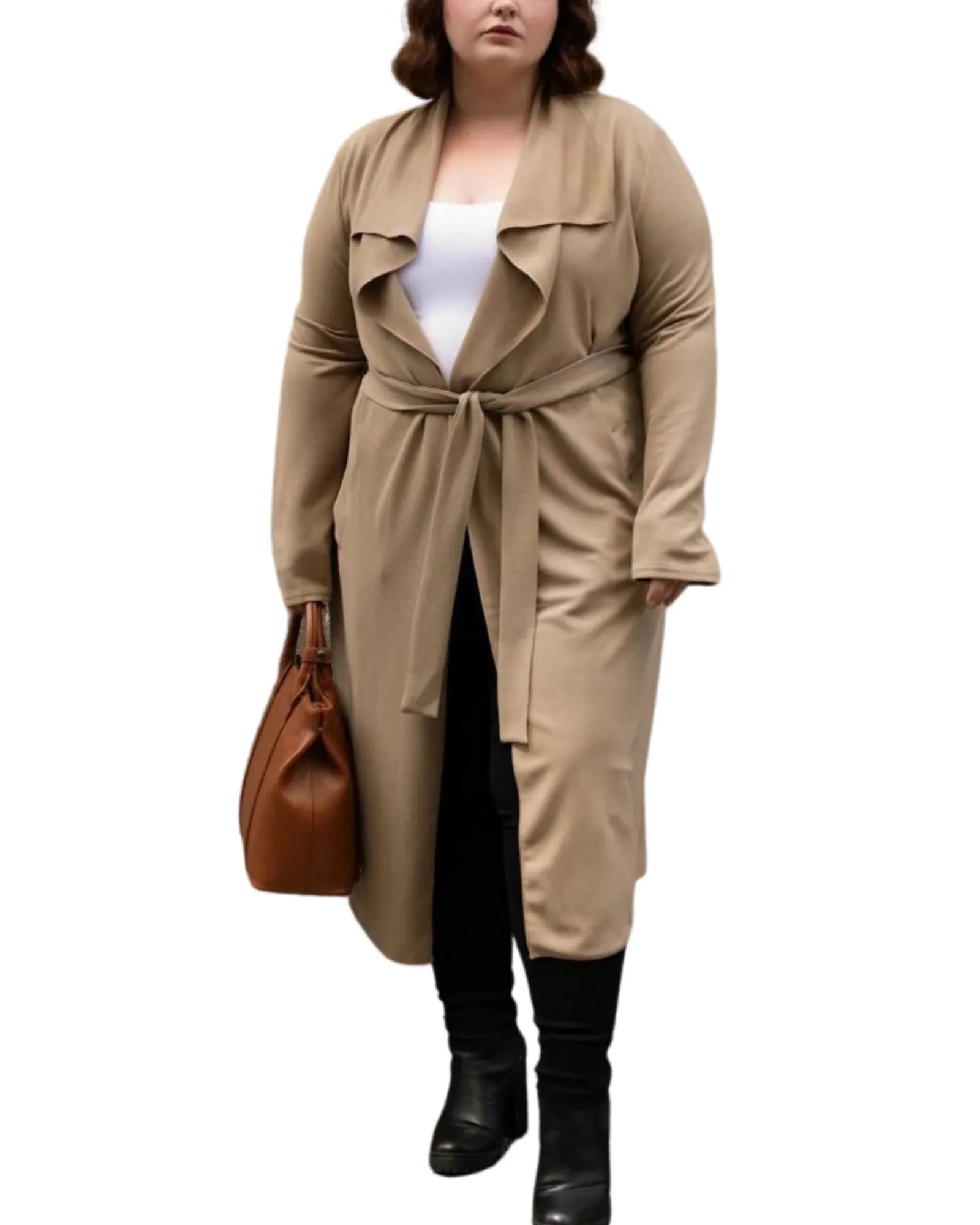 Evelyn Lux Soft Knit Long Cardigan | Beige