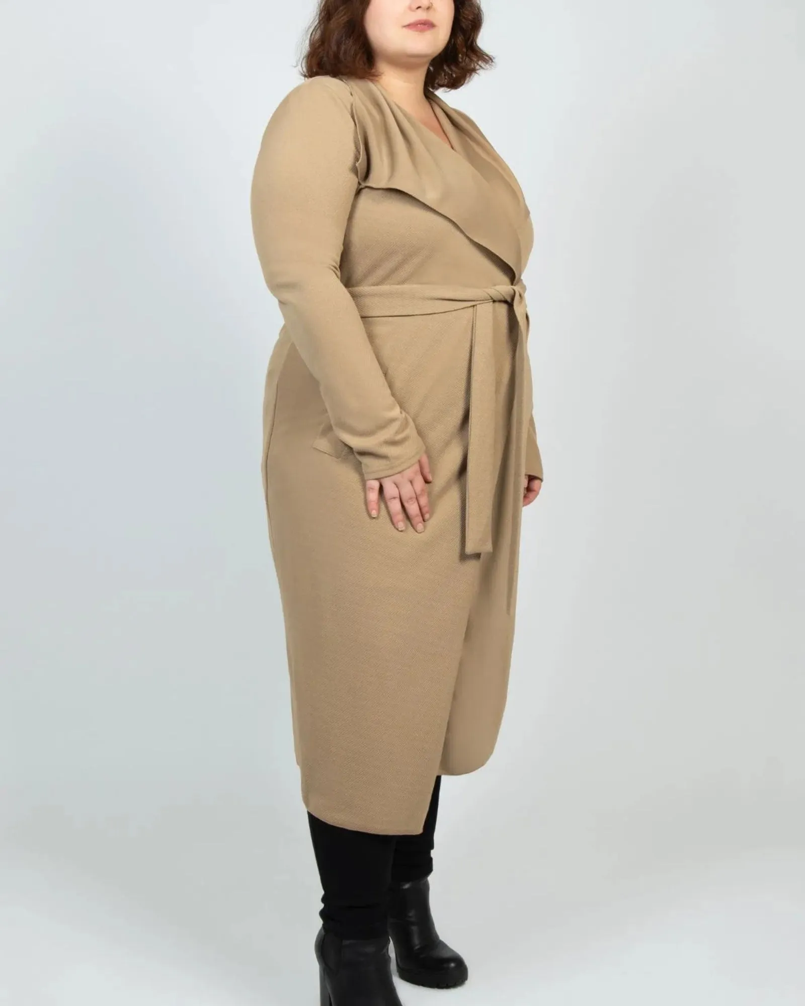 Evelyn Lux Soft Knit Long Cardigan | Beige