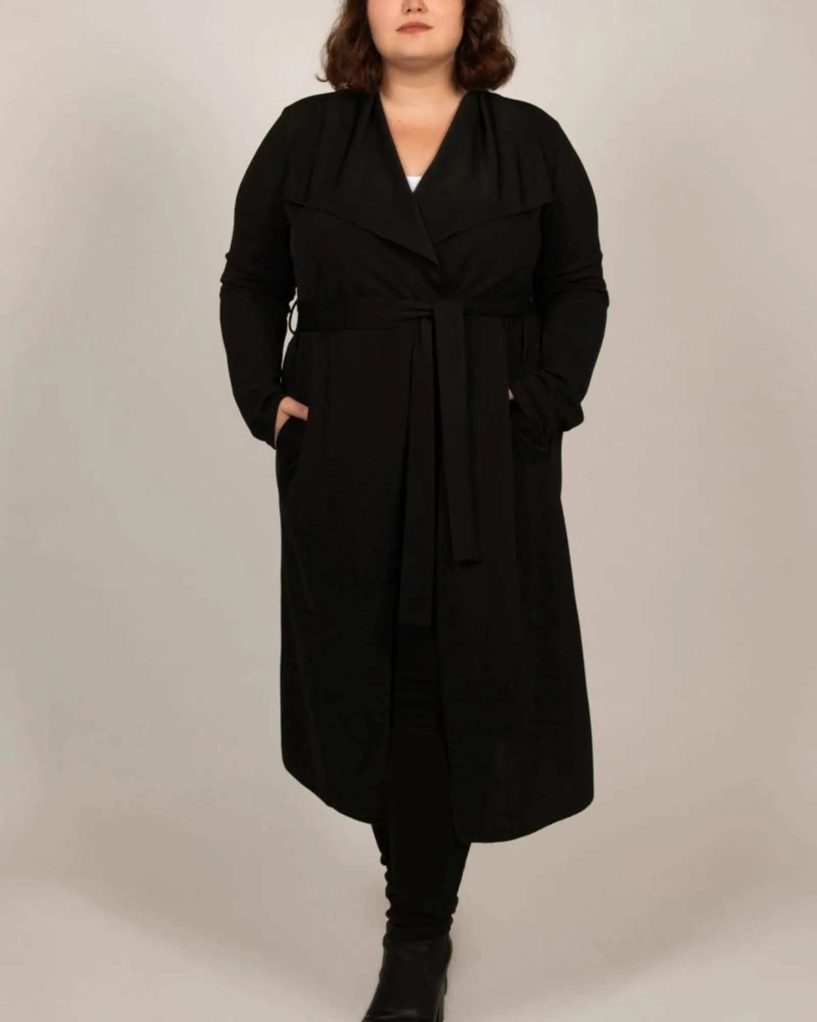Evelyn Lux Soft Knit Long Cardigan | Black
