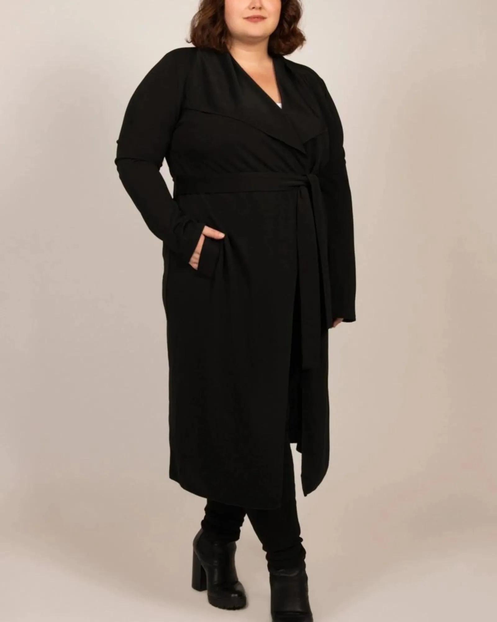 Evelyn Lux Soft Knit Long Cardigan | Black