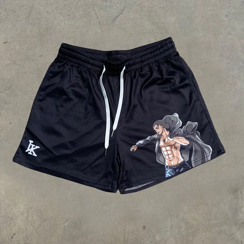 Fashion casual anime character print shorts