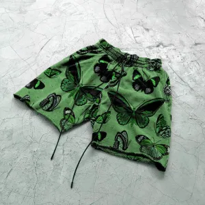 Fashion green butterfly retro casual shorts