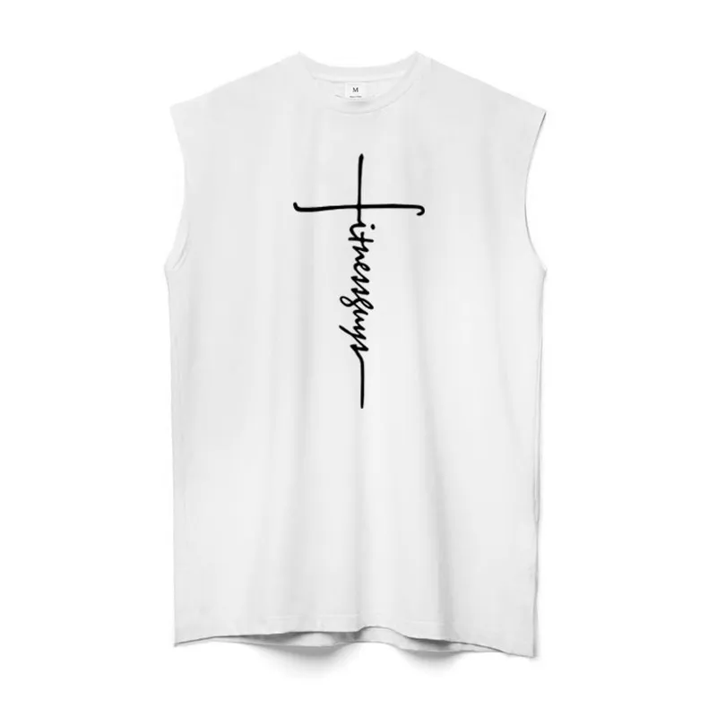 Fashion Letter Print Fitness Bodybuilding Tank Top / Men's Sleeveless Sports T-Shirt