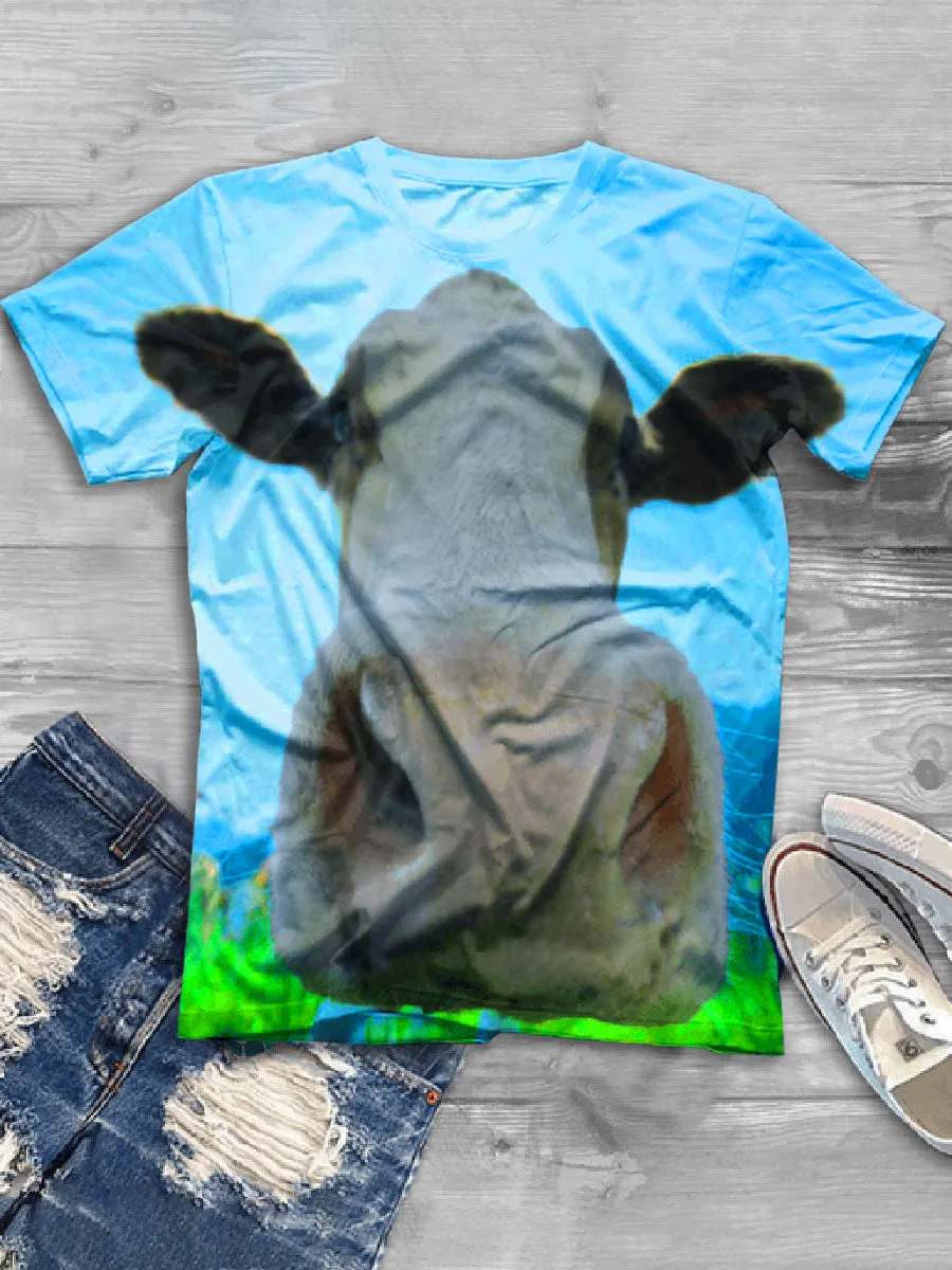 Fashionable Creative Bull Head Print Short Sleeve Casual T-shirt