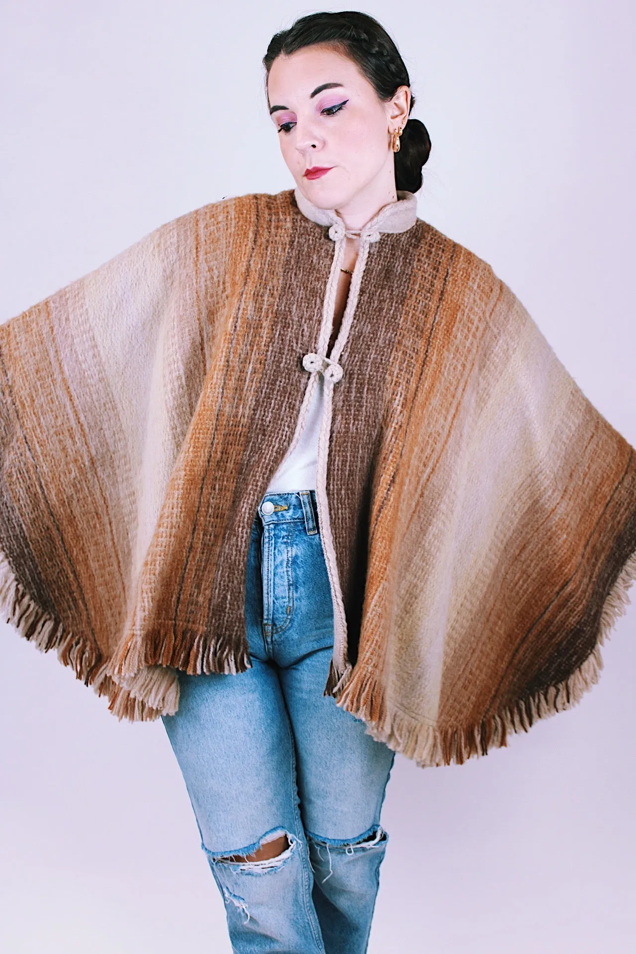 Fringed Wool Poncho