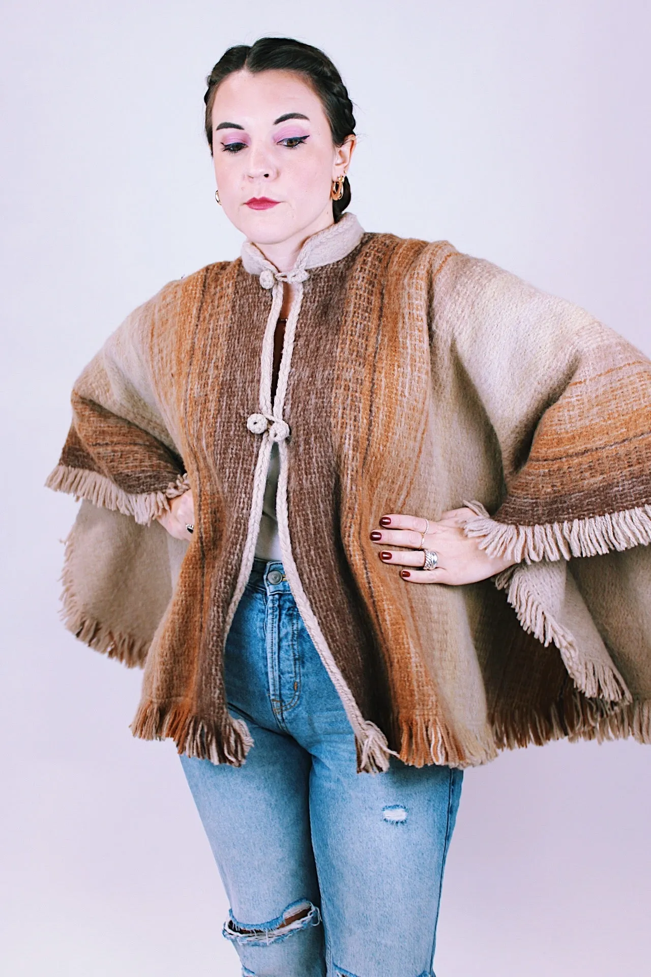 Fringed Wool Poncho