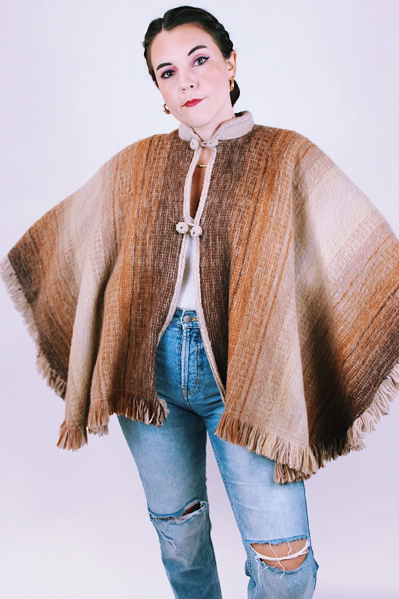 Fringed Wool Poncho