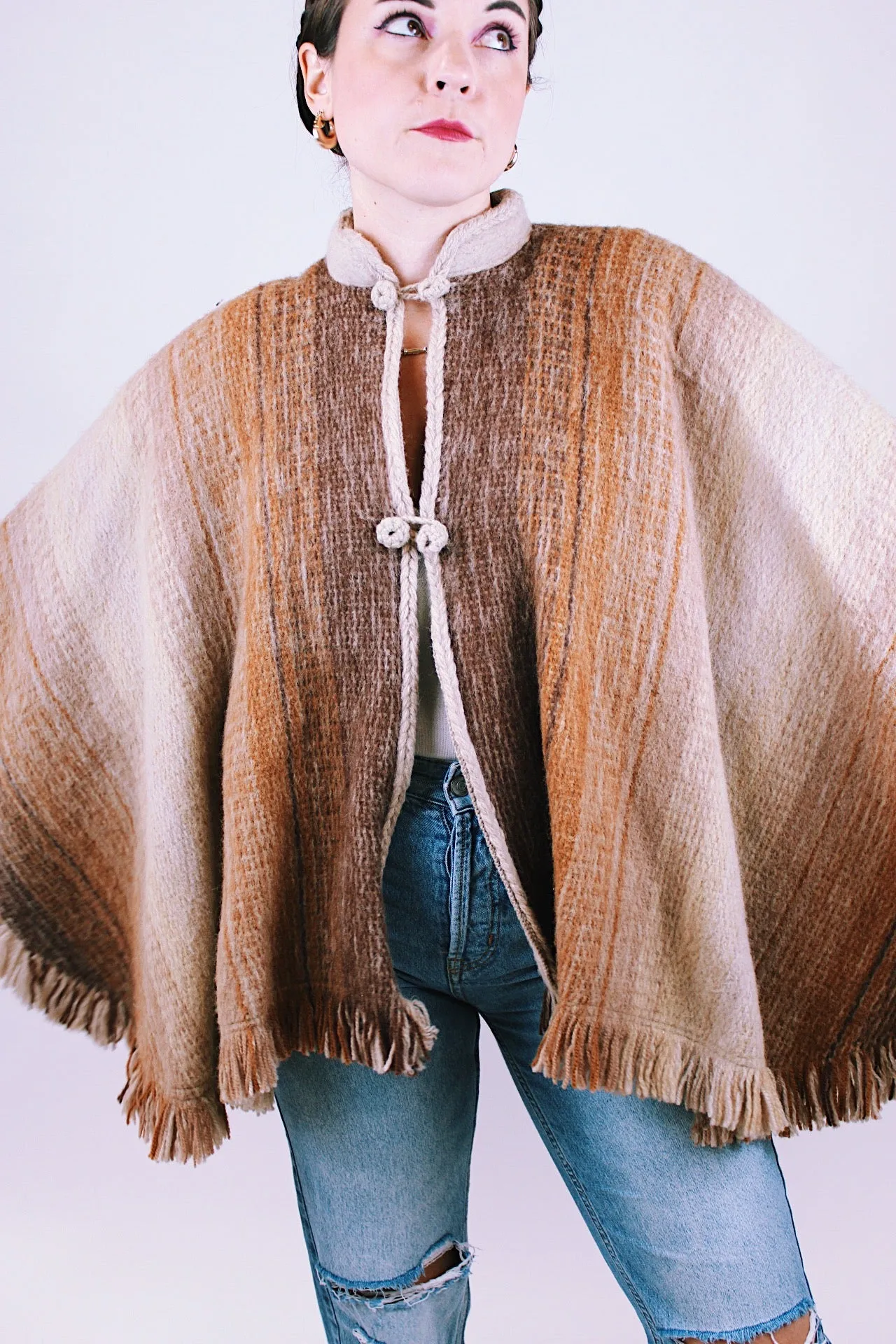 Fringed Wool Poncho