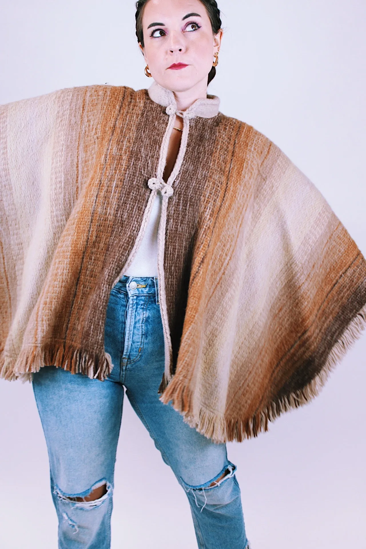 Fringed Wool Poncho