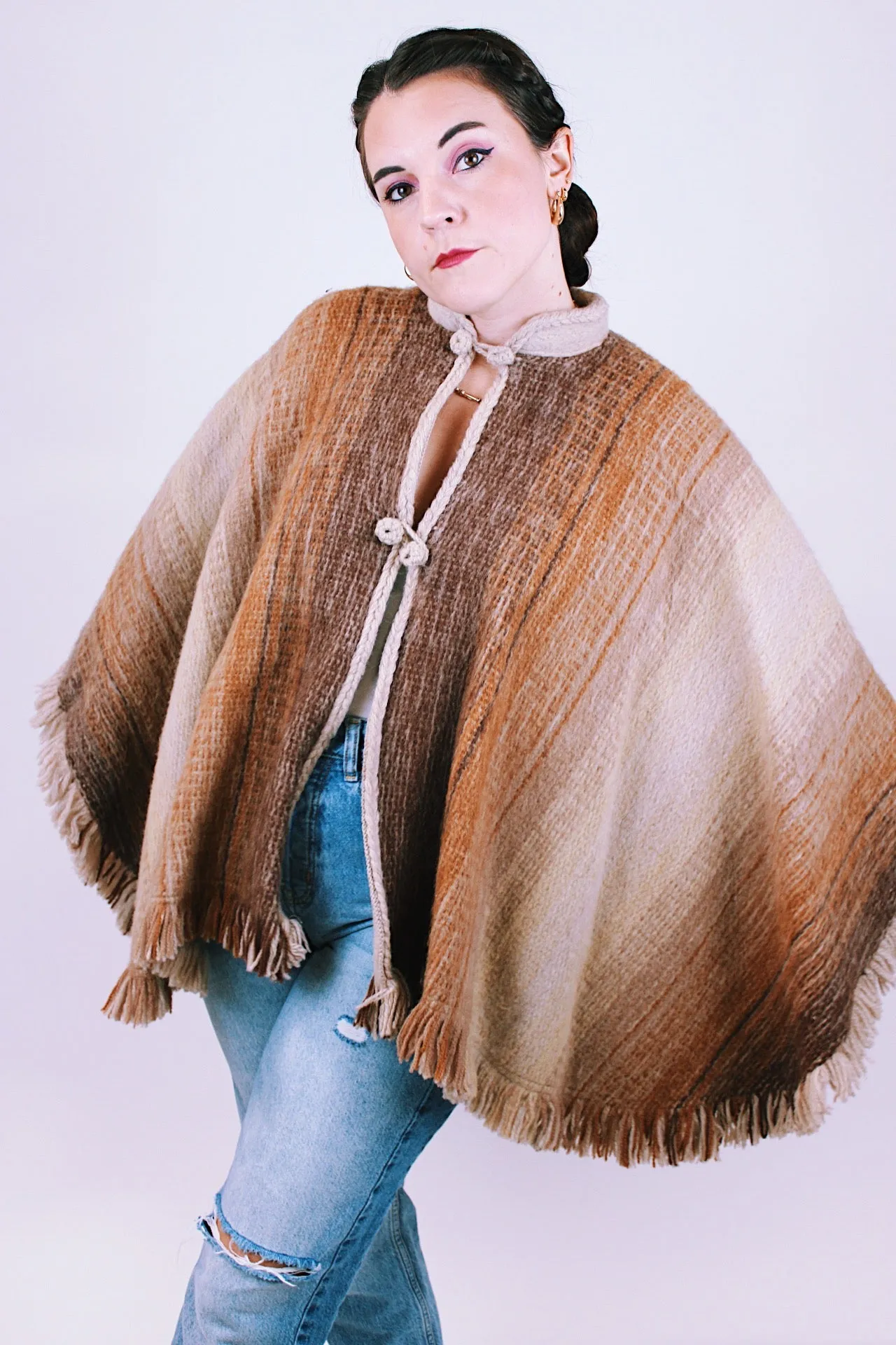 Fringed Wool Poncho