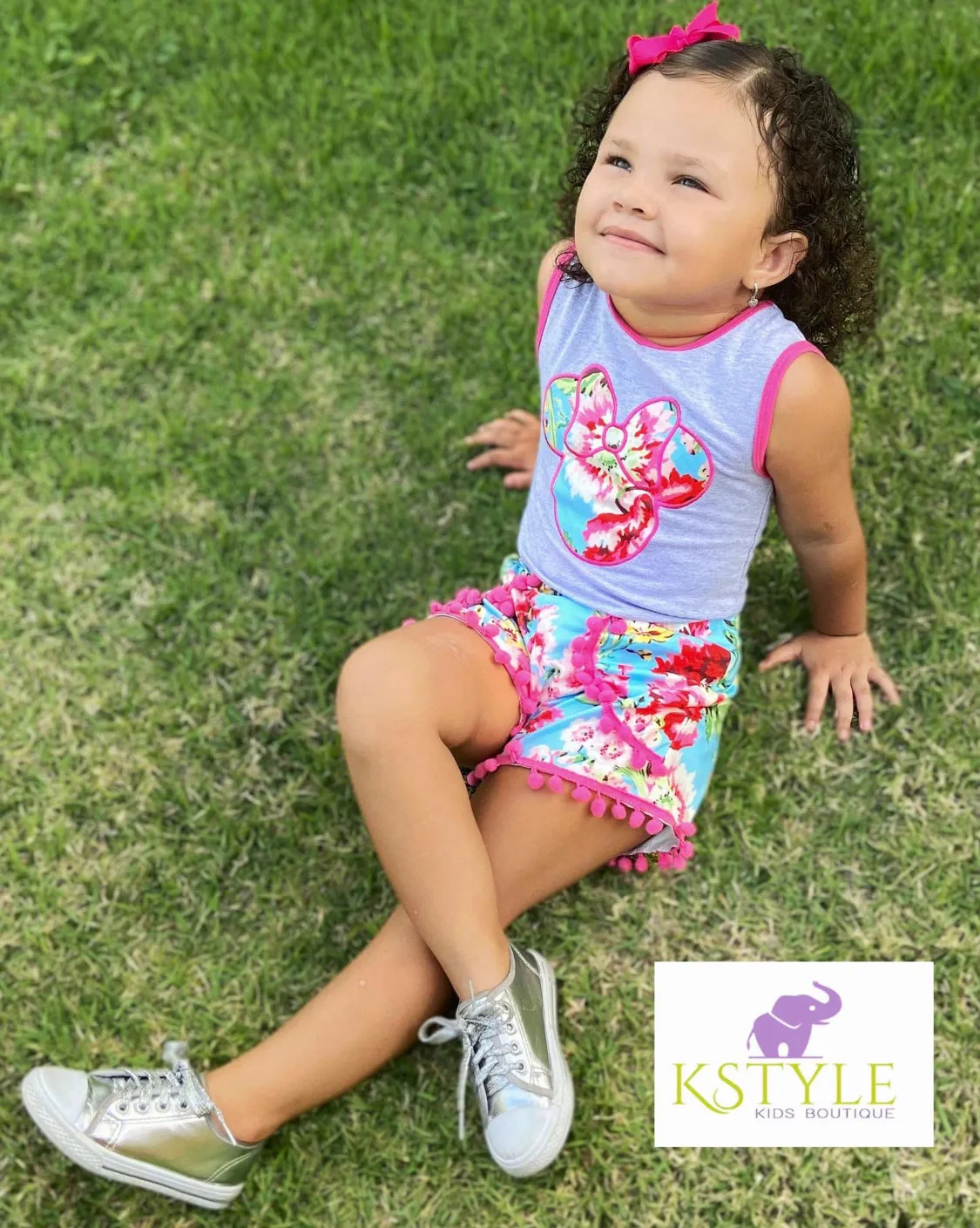 Girls Floral Minnie Mouse 2-Piece Set