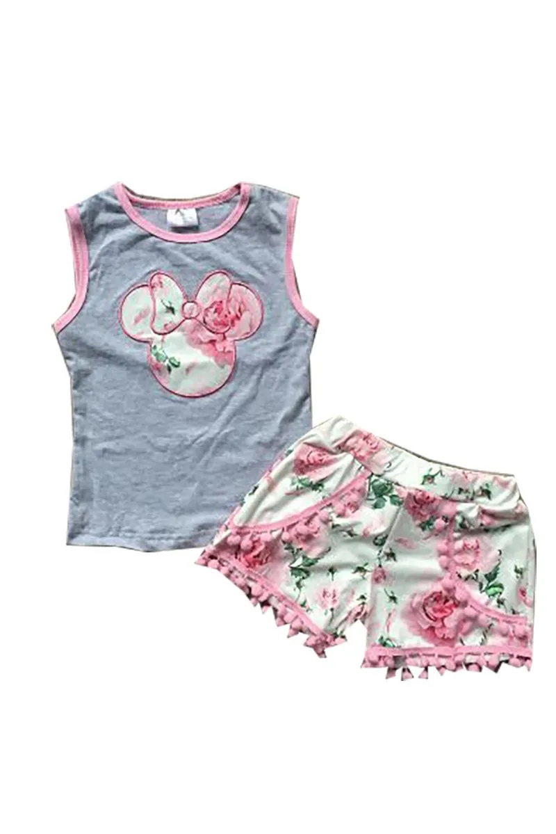 Girls Floral Minnie Mouse 2-Piece Set