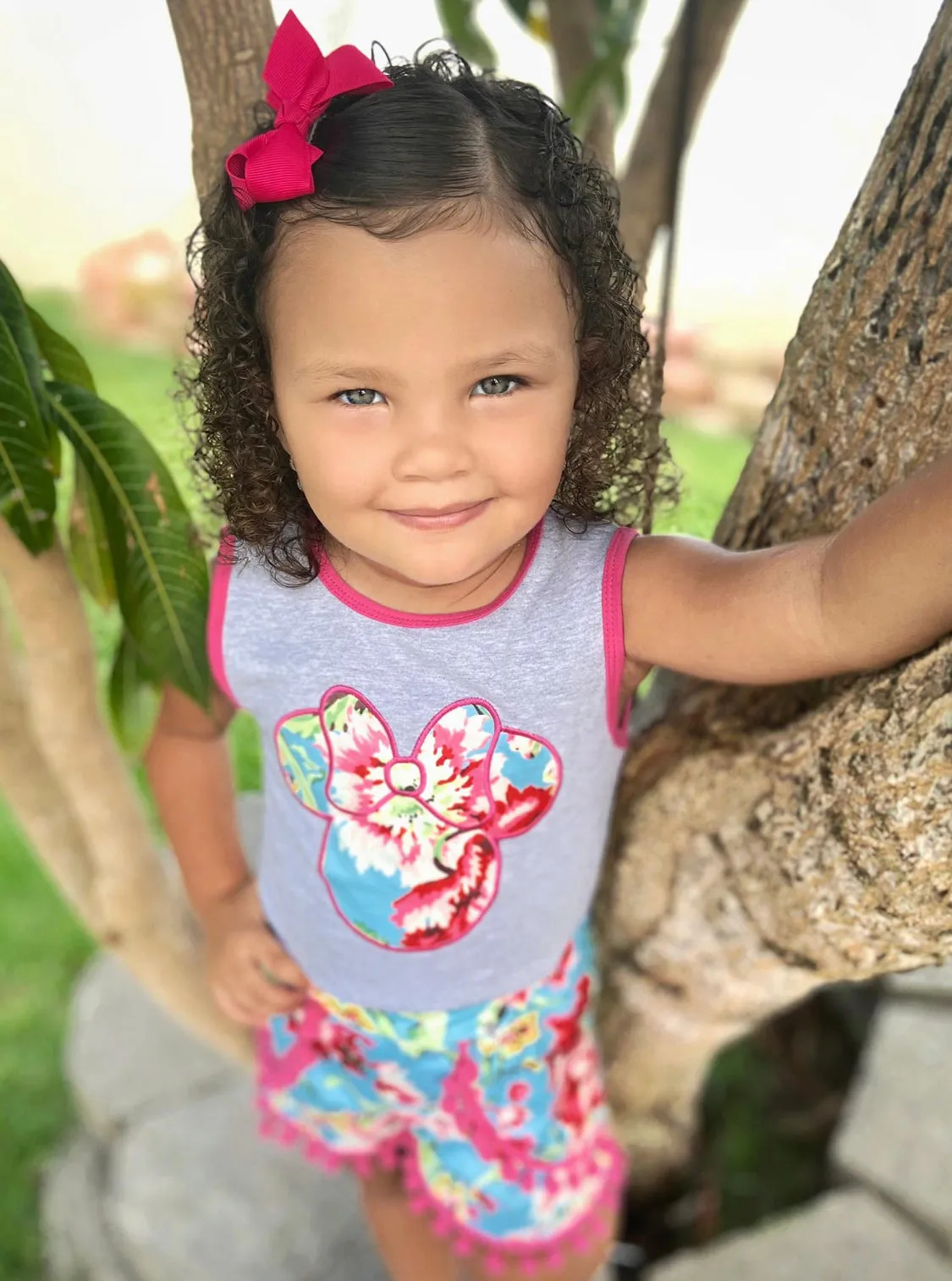 Girls Floral Minnie Mouse 2-Piece Set